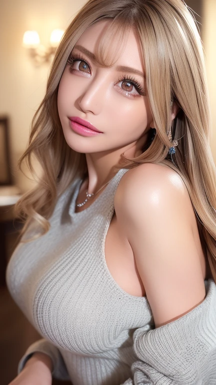 (1 girl:1.3), Alone, (very detailed face) full body masterpiece, Ultra realistic, 16K, Dreamy atmosphere, r3b3cc4 young, Sensual (Erotic), 1 girl (cute young) alone, delicate (seductive) female face, silky realistic hair, looking at viewer, Sakuragi Otome (otome dori), pale-blonde and golden hair (gradient colors) , simple unfocused background, bedroom background, jewelry, earrings, necklace, young beauty, portrait, hoop earrings, realistic, soft lighting, slender hot body , photorealistic, detailed clear eyes, extremely erotic, delicate feminine, muscular female body, large natural breasts, belly hot, narrow waist, proportionally big hips, thick legs, beautiful, nude, different sensual positions, raw, analog, sharp focus, 8K, high definition, dslr, high quality, Fujifilm XT3, Film grain, award winning, highly detailed skin artwork, realistic skin details, visible pores, clear focus, volumetric fog, 8k hd, dslr, high quality, Film grain, light skin, photographic realism , lomography