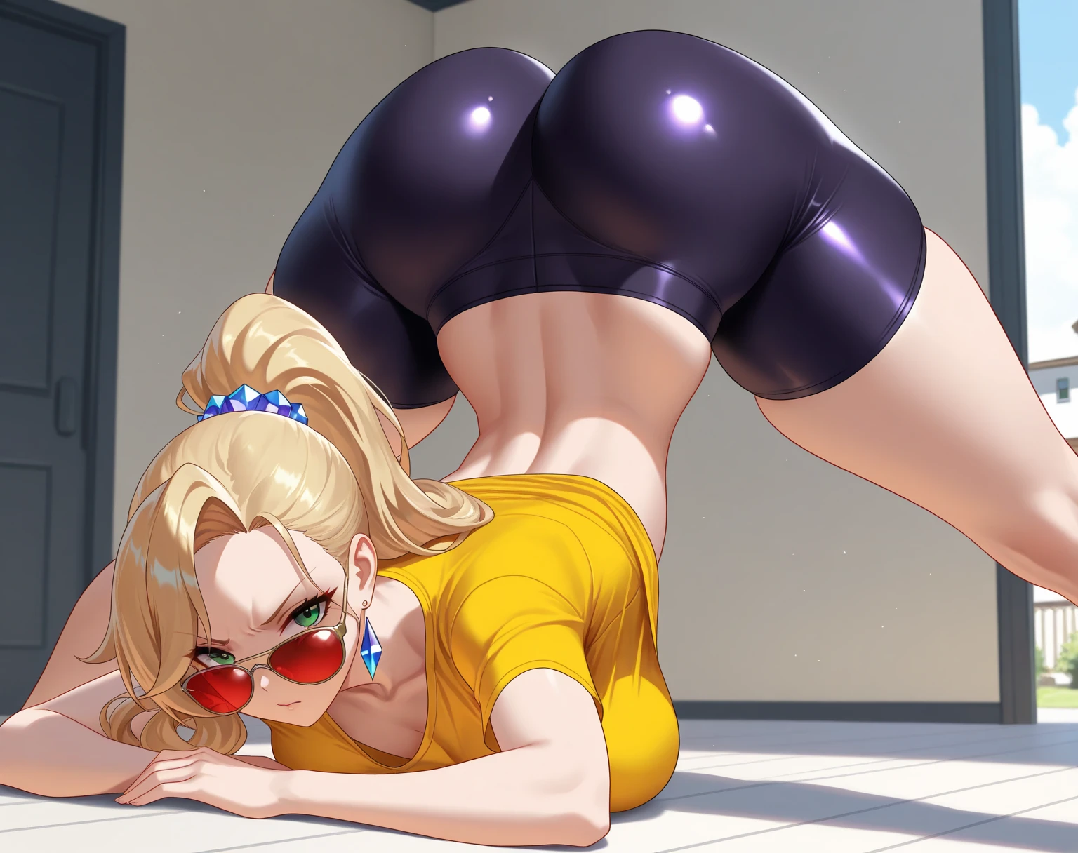 Cammy White street fighter VI form,short hair,gorgeous,Thick Thigh,fit,open wide leg,at the casino loung,nsfw,detailed eyes,skined exposed,sexy pose,1 girl,best quality,shy face,back view,4k