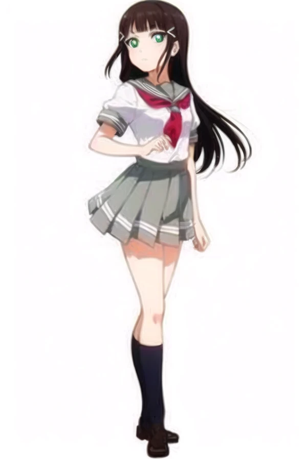 Nipples visible from white shirt, wet shirt, no panties, full body figure, black hair long straight, high school student, uniform, sexy, bra, Japan person, 17 years old,