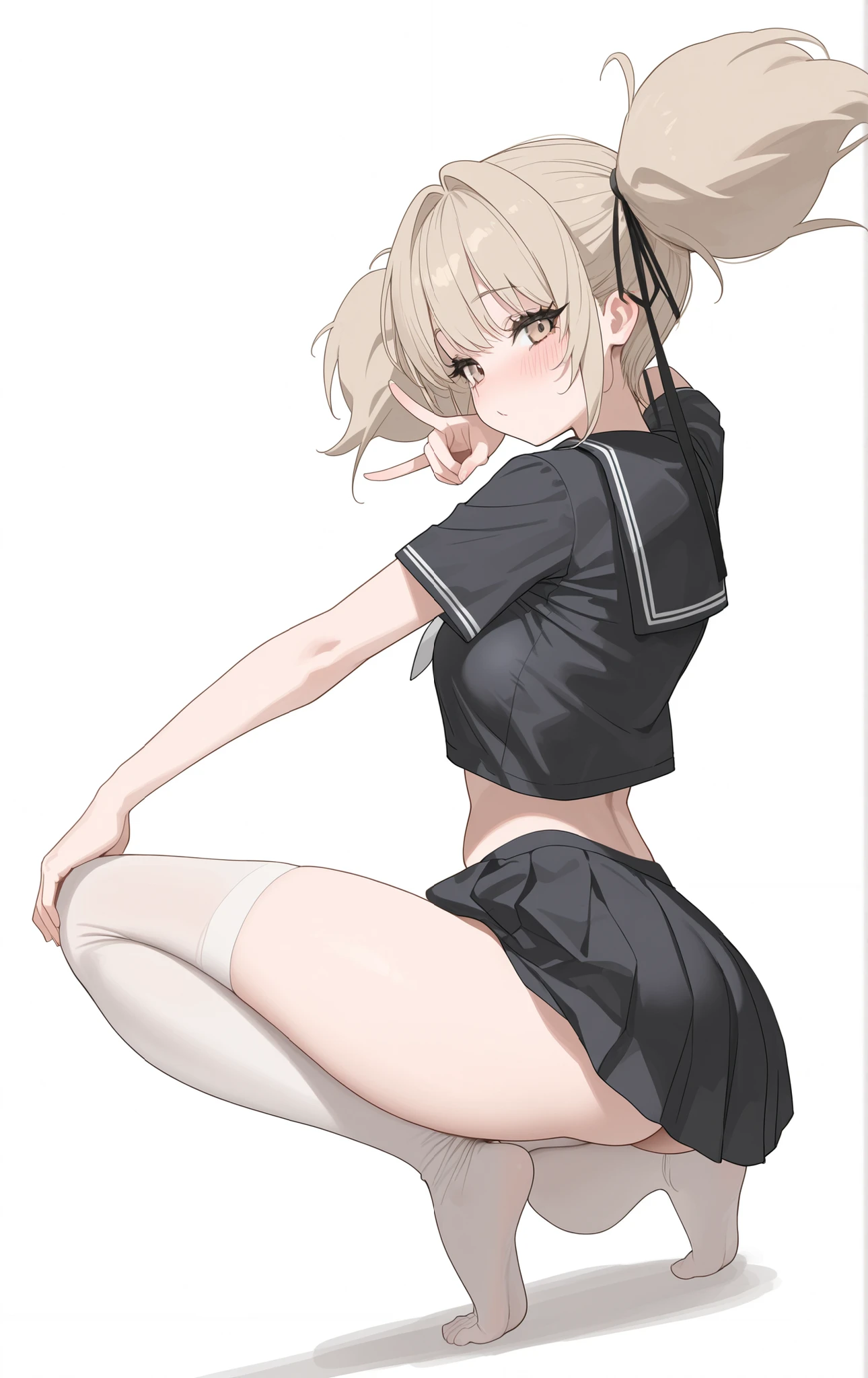 masterpiece, best quality, 1girl, solo, nijika, full body,ahoge,ponytail, small breasts,back_to <lora:nijika-000023:0.8>