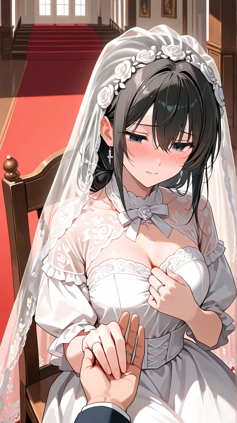 a father (he had been brainwashing by his second son,crossdressing,Sex with his second son every day, wear sexy Wedding lingerie,bride of his second son,have one's first night,,swear live as the wife of his second son for life) ,an empty abandoned church,in front of the confessional table
