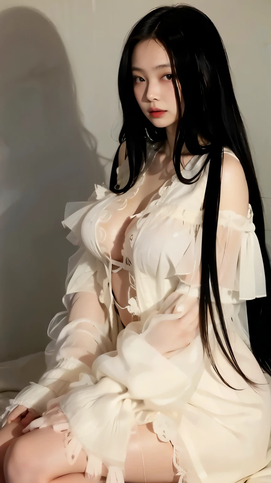 Girl big long black hair gazing eyes with love and is a slave will do anything I say