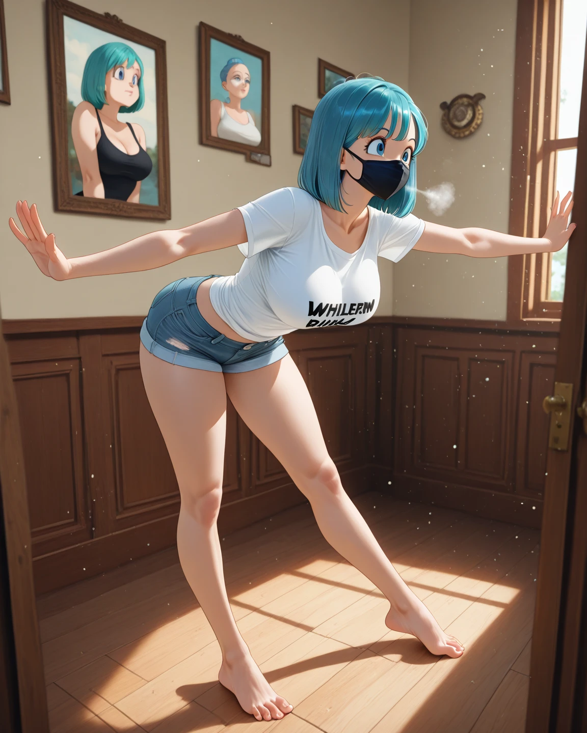Sister Miyu,blue hair,Outdoor airport,standing on your feet,Spread your legs,nedium breasts,Naked,,dewpoint,8K maximum resolution,realisticlying,Slim