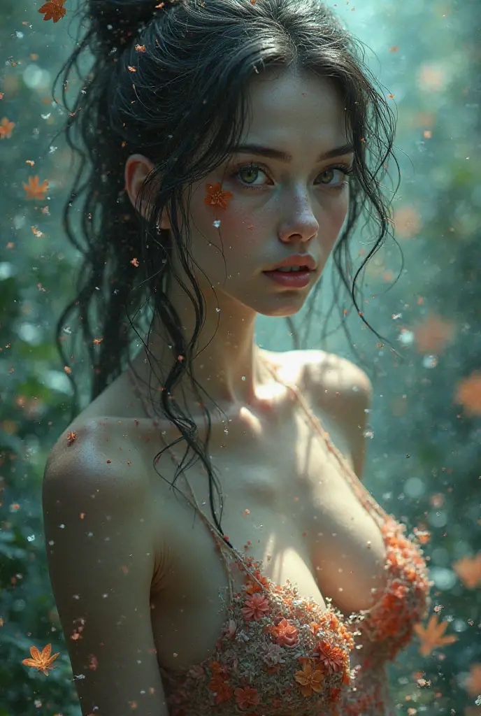 (((8k RAW photo, hyper realistic, masterpiece, best quality, crisp detail, high definition, high detail, very rich detail, sharp focus, sharp detail, colorful, rich color, cinematic, perfect studio lighting, full body photograph, mystic atmosphere))), (((fully naked) young colorful beauty goddess, (fully nude), (adorable beautiful baby face, evil round face, smooth straight long hair goddess, shinning golden haired goddess, red eyed goddess, medium breast), (spreading legs on a rock in a pond with poisonous flowers, seductive pose), smooth body, ideal body, evil smile)), ( (showing ((pussy, vagina, genital, nipples)))), ((golden castle, sorrounded by naked female slaves)),