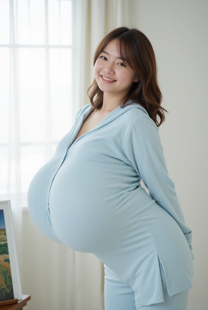 pregnancy中 woman with big breast posing in kitchen with wooden cabinets, pregnancy中 belly, pregnancy中, with a Large Breasts, with Large Breasts, Ayami, Pale milky porcelain skin, Big Breasts!, Japanese Goddess, Her belly is fat and round, pregnancy, Ayami koj ima, Large Breasts size, sfw Big Breasts, Large Breasts, Big Breasts!!,Highest quality, masterpiece, High resolution,Very detailed,8K images,