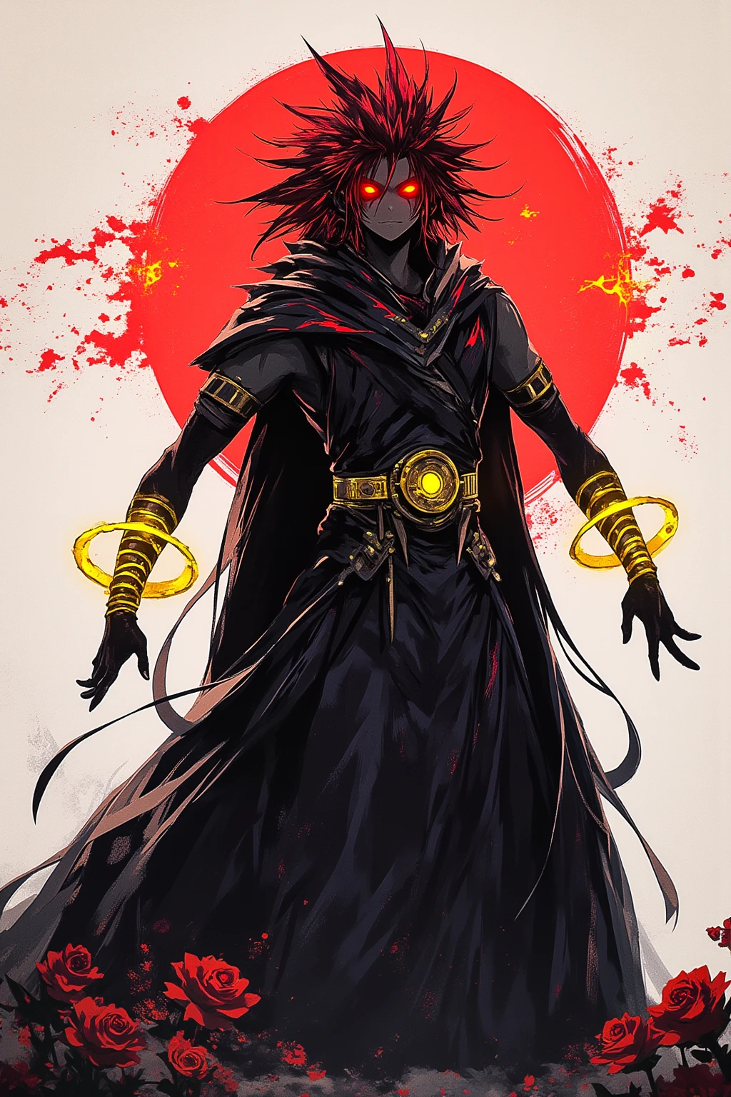 Close up a Mysterious male God figure in dark shape,chinese fantasy outfit,glowing eyes, death stares