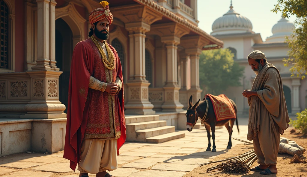 Yak Raja who is going to his Rajmahal riding on a horse