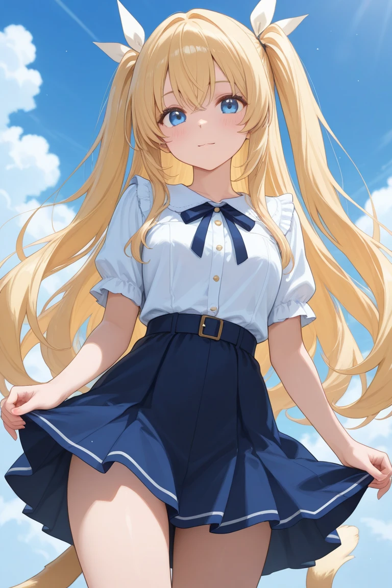 (Highest quality, Masterpiece: 1.2), (Solo), neko ears Anime coloring book, 4K quality, (((Girl))), blonde hair, cat ears, cat tail, neko ears, neko tail, little happy smile, Sailor uniform, Bare feet, Pleated skirt, A girl immersed in the world of anime High school description Noise, beach, blue sky, clouds, cloudy sky, dewy road, sun, horizon, ocean, landscape, sky, skyline, blue sky and white clouds, fantastic light, beautiful light, mirror, mysterious, Beautiful, clear water, mirror world, dream, heaven, stairs, diving, cliff, rainbow, aurora, mirage, moon, planet, meteorite. she's jumping and splashing water