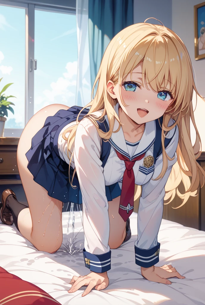 A girl with a heart symbol as the main theme: ((Many heart symbols:2)), a high school-aged girl engaging in sexual activity: (High school girl having sex:1.9), a girl perfectly riding on top of a man: (Girl perfectly mounted on a man:1.3), smiling: (Smiling:1.3), body vigorously shaking: (Body shaking vigorously:1.5), vagina, 8K resolution, masterpiece, (Highest quality), anatomically correct, (Color of chains), sticking out tongue, floral hair ornament, (High school uniform:1.3),(nude)