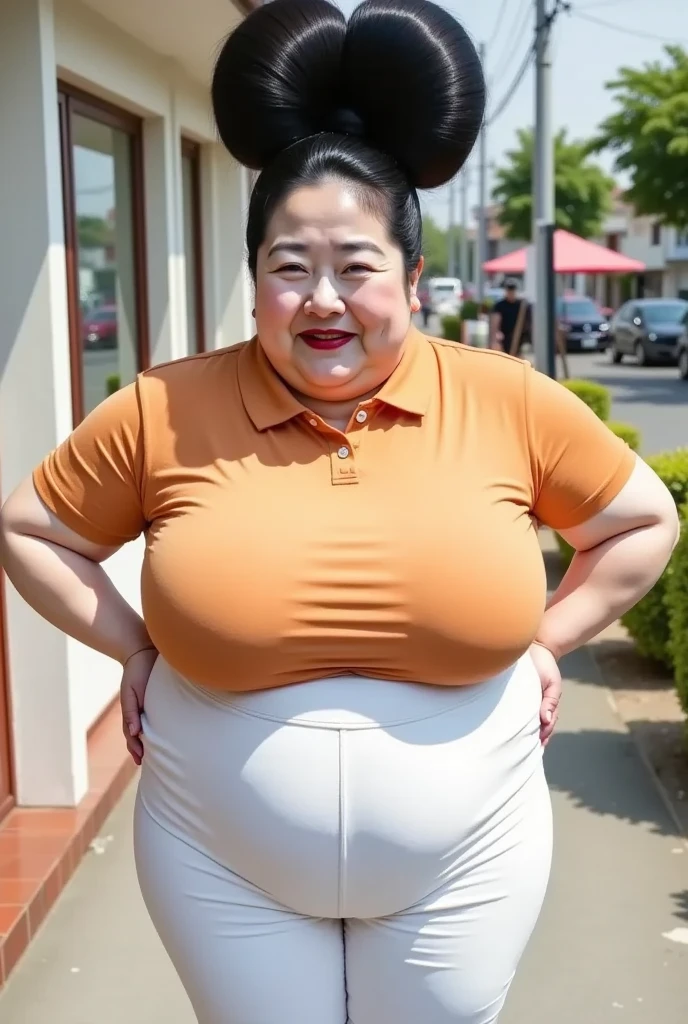 ((((chubby,overweight,corpulent)))),((Double chin)),((Plump face)),(Straddling a chair),Japanese women,Beautiful woman,gravure,sexy,Beautiful Skin,((Beautiful Eyes)),Detailed face,(Glamour),short hair,Brunette colored hair,20th Generation,Glamour system,Bust size: 87cm,Neat stenosis,(Adult),smiling sexy,((Ferris wheel at an amusement park))、((Casual open-collar shirt、Short sleeve)),((Burberry style skirt))、necklace、Earrings