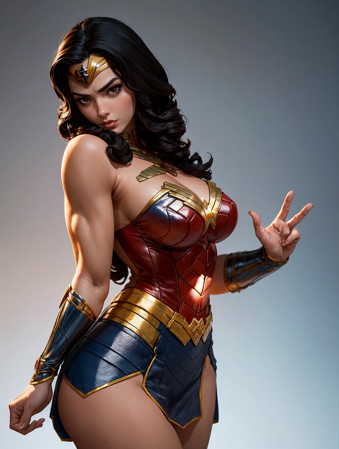 Wonder Woman, perfect costume, smooth curves, beautiful face, seductive eyes 