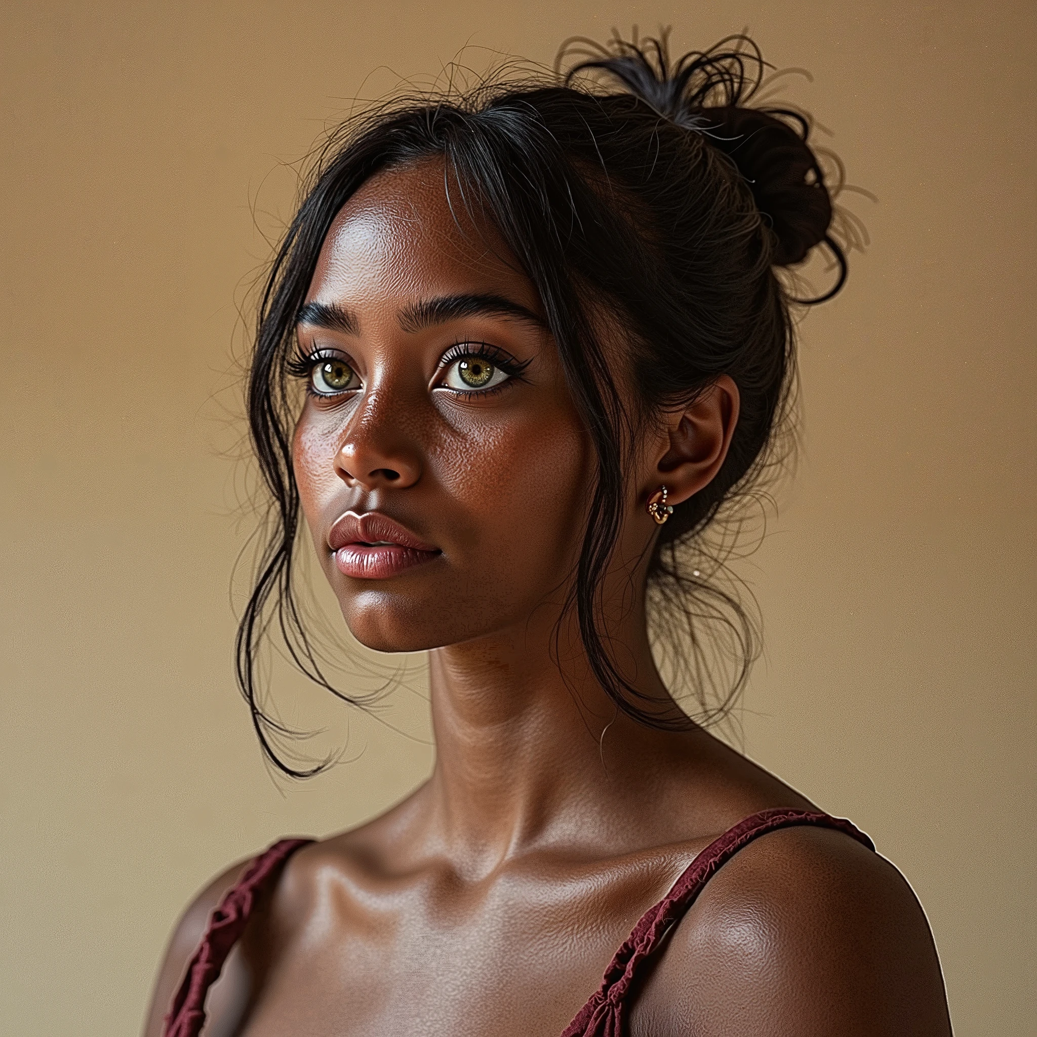 18 yo girl , long brown hair , green eyes , black girl , african girl , mulatto girl