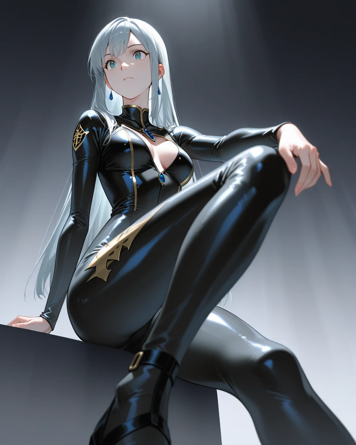 Allad woman posing for photo with white hair and black texture multi-layered robe, white hair girl, realistic anime girl rendering, guvez style artwork, perfect white hair girl, simple background, 3d anime reality, realistic anime 3d style, smooth anime CG art, Rostland 8 K, white long hair, 3 d rendered character art 8 K, perfect proportions, proper pose