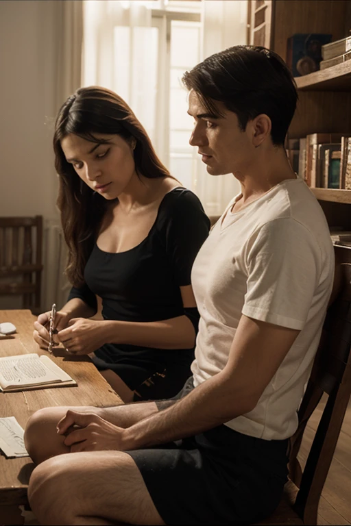 Create a dating contract with the names of João Bressan and Manuella Hoffman Gowland, signed and with hands holding pen