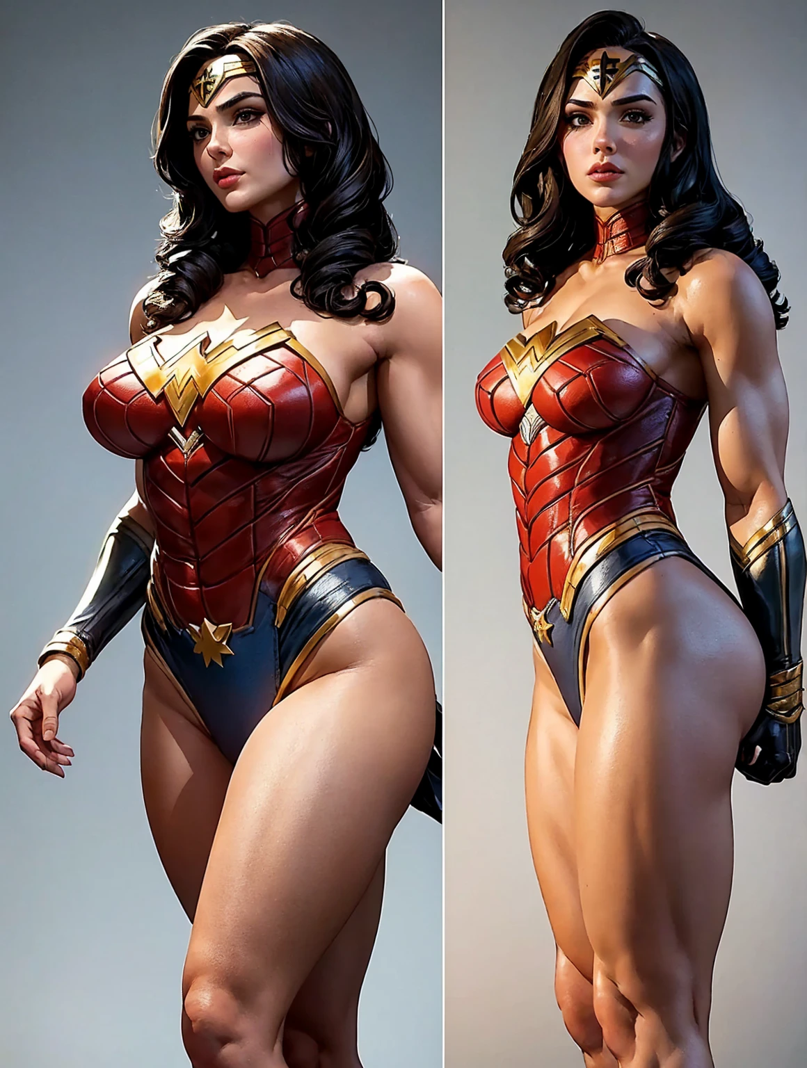 ((masterpiece)),(((best quality))),((character design sheet)), (Wonder Woman) face, illustration,1woman, environment Scene change, (hair:1.4),((full body view, nude woman :1.5)), athletic, black legs, thick legs, scribbles and marks, ((detailed face:1.1)), (huge breasts:1.4, round ass, fat ass, gigantic ass:1.5), rough sketches, (puffy lips:1.5), pose too, 8k,16k, (oil painting, detailed background, secret LexCorp base, LexCorp laboratory: 1.3),