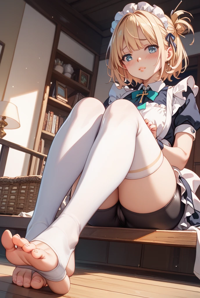 Perfect picture,{Male 1}{Maiden 1},{Masturbation}{barechested}{humiliating},{Female Iki},12year old,4K picture quality, Cinematic,,{Gamine},{Moderate body and chest,}, a blond,cute little,