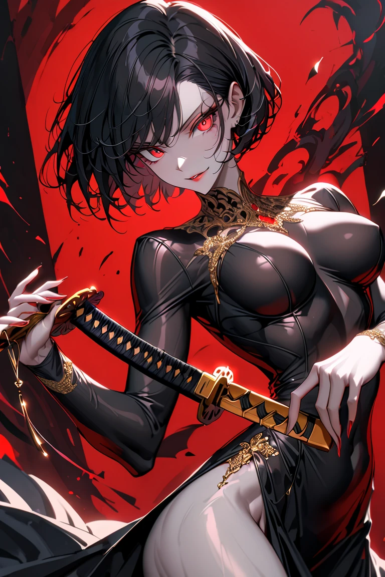 a close up of a woman with a tattoo on her arm, badass anime 8 k, official art, demon slayer rui fanart, detailed anime character art, evil smirk, portrait of a female anime hero, demon slayer artstyle, badass pose, seductive anime girl, sultry smirk, anime style character