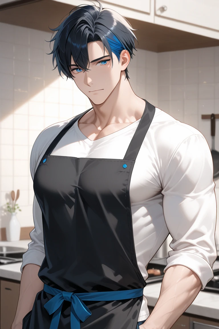 several young men、Approximately 23 years old、Cooking dishes, discover something, realist, realistic shadow, Pop Color、teats、thighs thighs thighs thighs、well-muscled、Realistic texture、sexy cook clothes