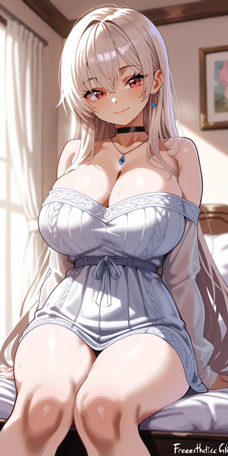(((masterpiece, ultra HD, high resolution, ultra HD 8K))), one woman, (((shining blue eyes, highlight on eyes))), shining blonde long hair, earrings, (((sexy See-through hugging dress))), big breasts, (((beautiful face, beautiful body, tall, beautiful hands and legs, cleavage))), necklace, bracelet, ring, anklet, transparent high heels, fashion model pose, beautiful full body standing figure