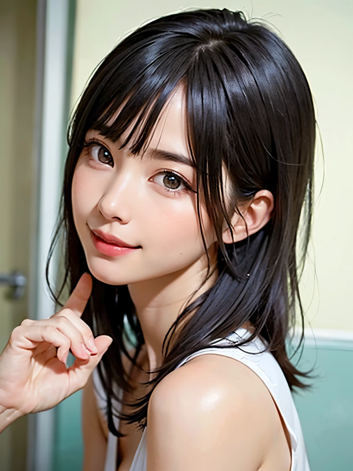(((full body))),((( Flat_Chest))),top-quality、((Facing straight ahead))、((Front Angle))、Soft light、(depth of fields)、超A high resolution、(Photorealsitic:1.4)、Raw photography、Ambient Occlusion、((14years))、((a small face))、ren、1girl in, Swollen eyes、(Dark blonde hair:1)独奏, (A smile:1.2), (Brown-eyed,catchlight), Fine skin, Lace material clothing、Navel Clothes、Hands raised,lace mini skirt、(excellent、masterpiece)、Beautiful leg line、1girl in、Good looking pose、beautidful eyes、Harmonious facial features、photo photo、masterpiece, The highest image quality, hightquality, beautiful a girl, japanes, Japan schoolgirl, detaileds, A detailed eye, Detailed skin, Beautiful skins, 超A high resolution, Beautiful skins, (Dark blonde hair:1)、Longhaire、Pattsun bangs、 (A hyper-realistic), (illustratio), (hight resolution), (8K), (ighly detailed), (The best illustrations), (beautifully detailed eyes), (ultra-detailliert), (wall-paper), (详细的脸), looking at the viewers, finely detail、A detailed face、pureerosfaceace_v1、A smile、((Opening Mouth:1.2))、((Show your teeth and smile))、Looking straight ahead、Looking straight ahead、photos realistic、Bright lighting、profetional lighting、14years、 Petite, Little, skinny
