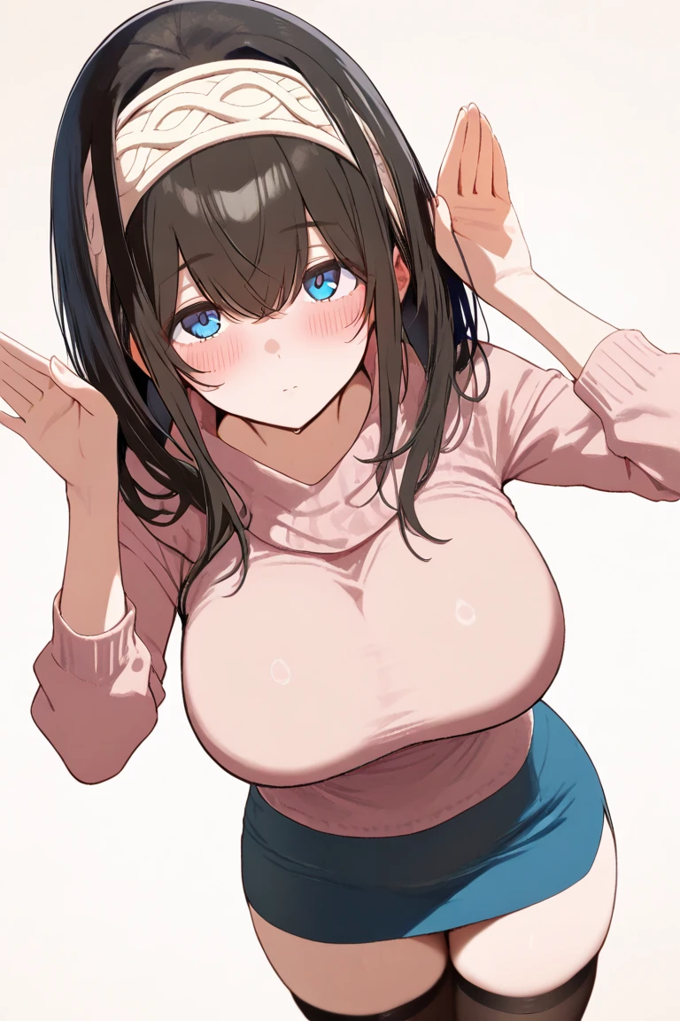 (best quality), (Super detailed), (Best Illustration), (beautiful girl), (upper body), look at viewer, (long sleeve, white serafuku), (shirt lift), (show off bra:1.2), (beautiful large breasts:1.2), (parted lips), blush, sweat, brown hair, (bob cut), curvy hair, hairs between eyes, blue eyes, (white background:1.2)