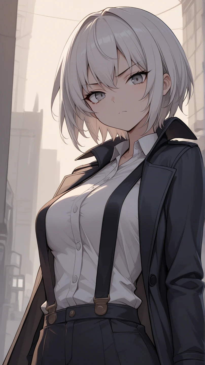White hair，a skirt，succubi