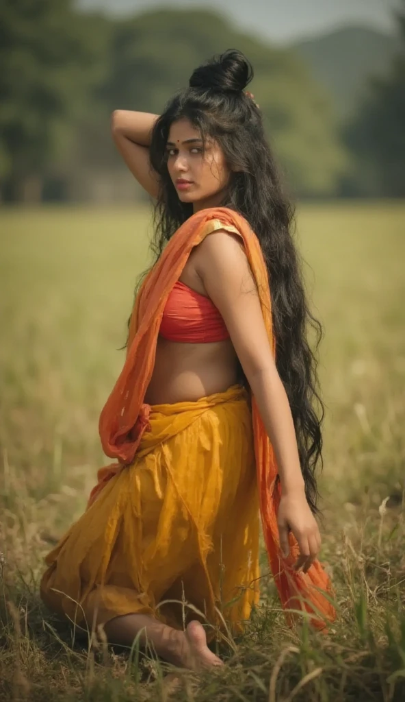 6 feet tall big ass beautiful indian girl in field.