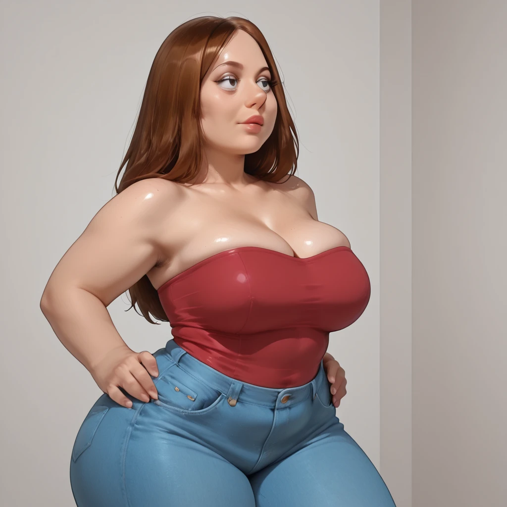 a girl seducing, thick lips, big lips, big eyelashes, big face, redhead, smiling, adult, whole body, curvy, ( very thick thighs:1.3) , (huge Boons:1.2), blusa apertada, calça legging, bunda grande, (facing the camera:1.2) , (perfeito:1.1) , (melhor qualidade:1.5)