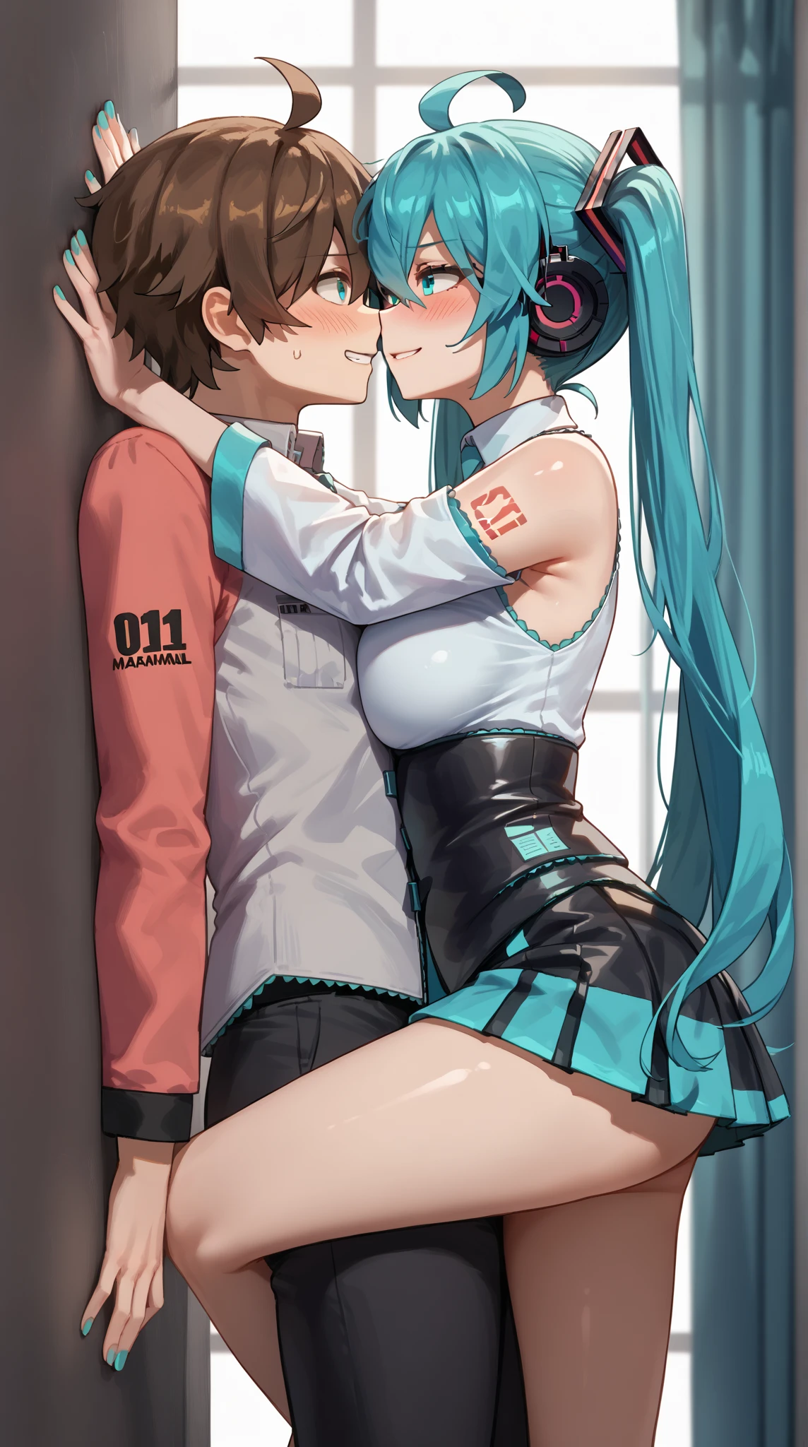 (best quality:1.2), (High quality:1.4), (High detailed:1.2), source_anime, Hatsune Miku, girl with 18 years old, ((2boy, 1girl, two boys fucking the girl's ass, double penetrations in anal)),