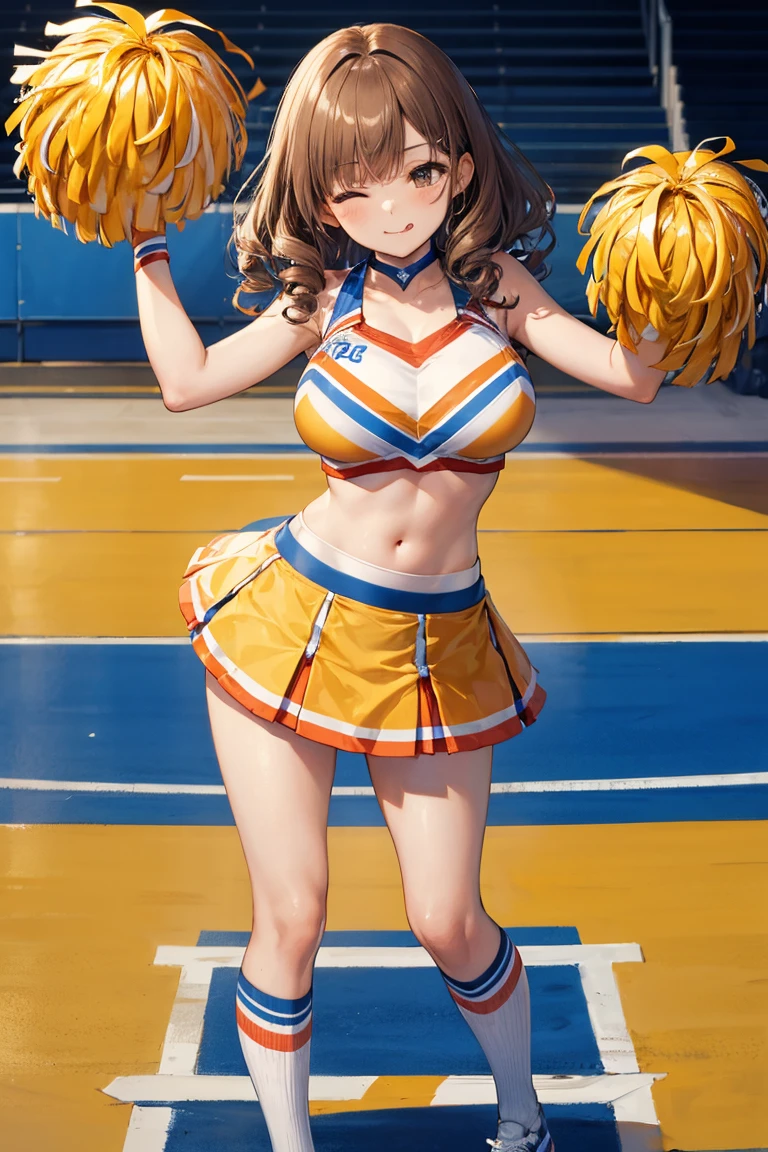 ((NSFW)),irohaisshiki, Iroha Isshiki, short hair, brown hair, (Brown eyes:1.5), smile,happy smile, smile, Open your mouth,(cheer leading), (whole body), Big Breasts, Lower, (Sweaty), Sweaty Wet Clothes, (Yellow clothes),Yellow pleated skirt,sneakers , Belly button support, playground, (Jump), (Jump), (足を曲げてJumpする), air, blue sky, Grass原, smile
チアリーダー, Pom-pom \(cheer leading\), Grass, smile,
break outdoors,Stadium,
break looking at viewer,(Cowboy Shot:1.5),
break (masterpiece:1.2), highest quality, High resolution, unity 8k wallpaper, (shape:0.8), (Fine and beautiful eyes:1.6), Highly detailed face, Perfect lighting, Highly detailed CG, (Perfect hands, Perfect Anatomy),White panties,View from below,