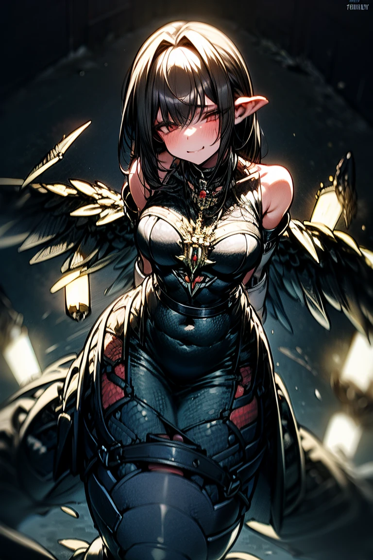 Dragonkin Black Dragon。Black outfit。５０Male。