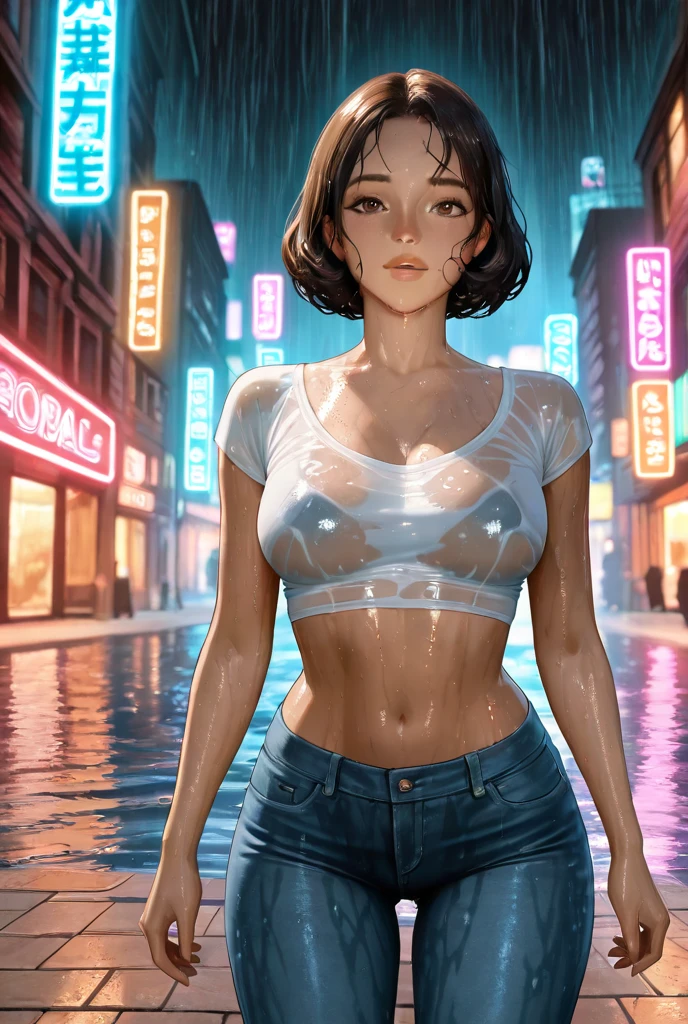 a female (Kate Mara age 25) version of inspector gadget, cute sexy inspector 2 piece outfit (over exposed), detective hat that has opened at the top and extended a robot arm holding an umbrella, downpour rain, new york, (best quality,4k,8k,highres,masterpiece:1.2),ultra-detailed,(realistic,photorealistic,photo-realistic:1.37),highly detailed,intricate details,hyper detailed,extremely detailed,extremely detailed face,beautiful detailed eyes,beautiful detailed lips,extremely detailed eyes and face,longeyelashes,cinematic lighting,dramatic lighting,dramatic rain effects,stormy sky,gloomy atmosphere,moody lighting,dark and gloomy,cyberpunk,science fiction,retrofuturistic,futuristic,high tech (show her entire body, show all of her, show her head to toe, full body shown)

