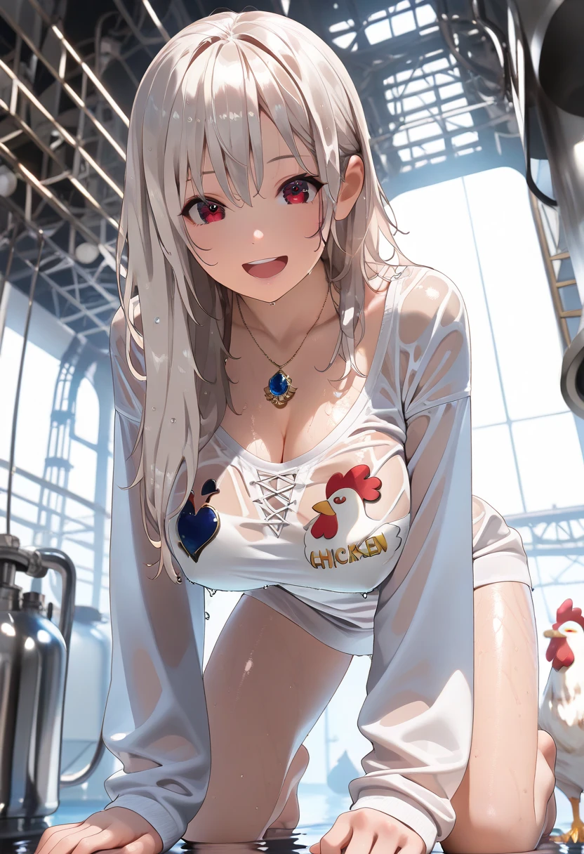 (topless), nsfw, masterpiece, magazine cover, 1 girl, erect nipples, las vegas, neon lights, nipples, high angle, intricately detailed, navel, necklace, holding smartphone, beautiful face, denim shorts, smiling, extremely detailed, photorealistic, octane render, 8 k, unreal engine. horse ears, horse tail, bare breasts, bare stomach, sweaty, detailed, cowboy shot, small breasts, puffy nipples, black belt, leg strap, hair ribbon, texts, sexy, shirtless, bare arms, hands on waist, short white hair, flat chest, slim waist, petite body, night, outdoors, desert