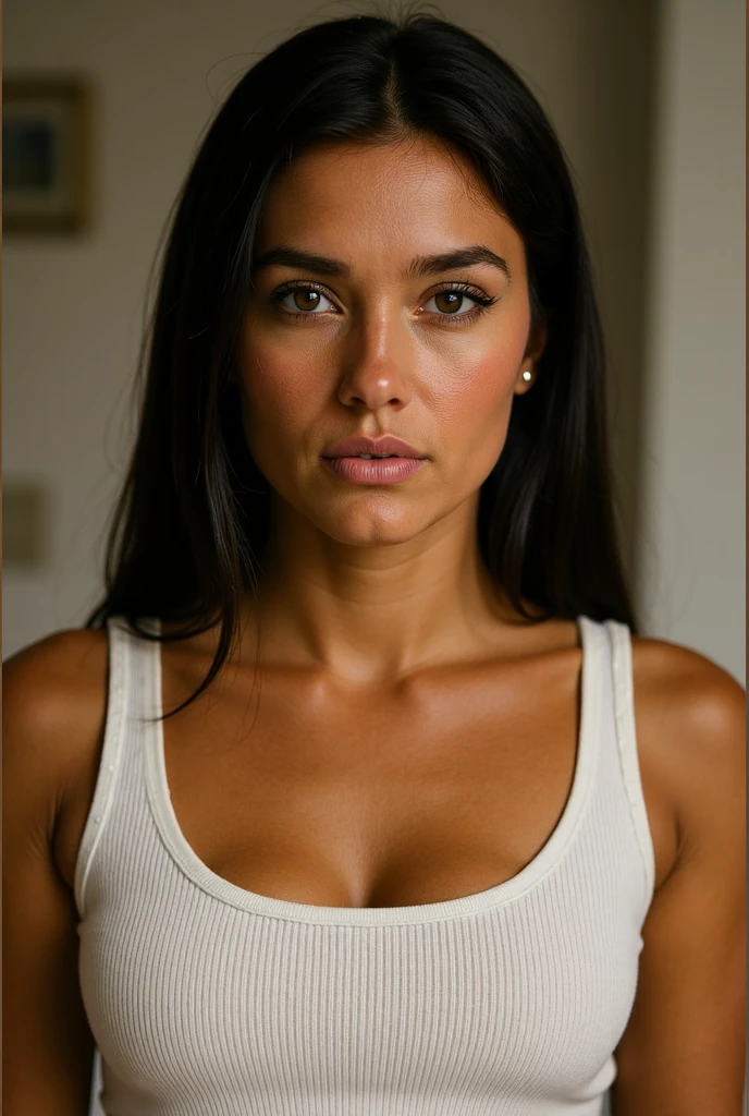 Generates a girl with black hair., piel blanca delgada pero con buena figura. Que sea argentina
