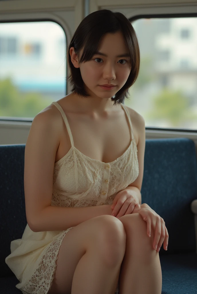 (Browsing Caution:1.2)、one Japanese girl, (a beauty girl, delicate girl:1.3), (20-year-old:1.0),
(buzzer、 blouse:1.2), (Crowded train:1.2), , Extremely fine resolution, (The eyes are sparkling、Symmetrical eyes:1.3), Parted bangs, Black Hair,  girl,
 (masterpiece, Highest quality, Very detailed, Detailed face, 8k)、Beautiful nipples、window、Standing in front of a train window、Push out your chest、(Molester:1.3、old man touching a woman、A bearded man is touching a woman、A man holds his waist、Many men stand near a woman:1.3)、(excessive cum、cum on body:1.2、cum in puss)、((nsfw),(1man and 1woman,having sex),(girl on top,straddling,on,bed),(Composition from below, ceiling),(top down bottom up)) 、(Man sucking breast)、(tied_wrist)、(Blushing、tears、cry)、