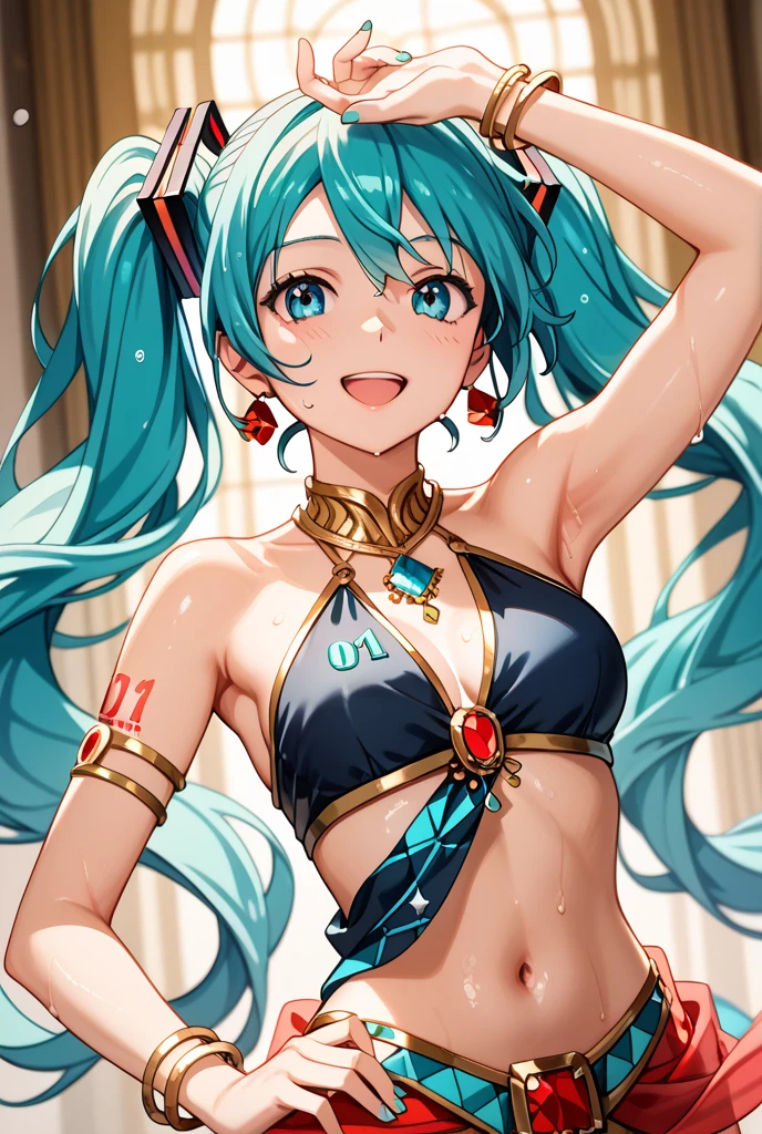 A pose that evokes the mythical beauty of ancient Japan, The myth of Amanoiwat, Thin veil on a white background, flowing tulle, fluttering veil, Hair ornament of the magama, Jade bracelet, jade headlace, tattoo, shiny skin, White waistband, No bra, Chest hidden by hands, Jewelry on the arm, chest, belly button, shoulder, head, arm ring ribbon, wreath, bracelet, anklet, Sparkling stone chain tassel around the stomach, Dedicated to God, strip dance, ink wash, Popular CGstation, masterpiece, recent quality, High resolution details, 32k