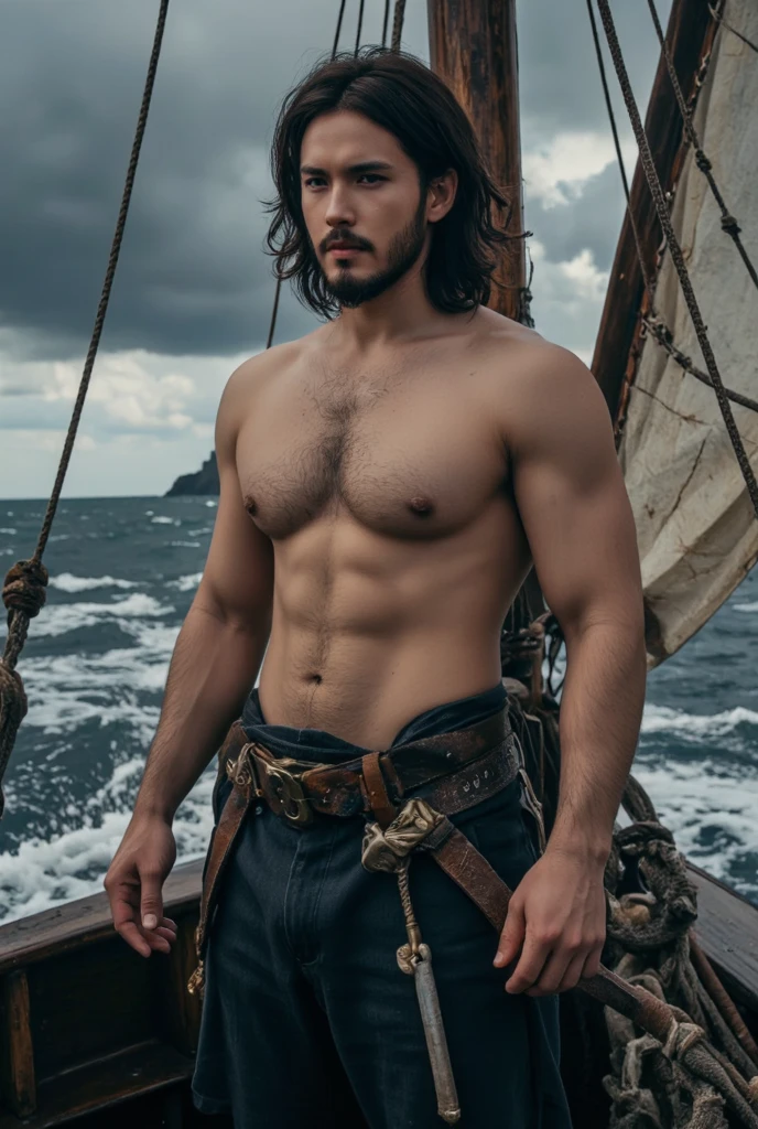 Captain Jack,Sexual turn,Standing at the bow of the ship,Stormy weather
