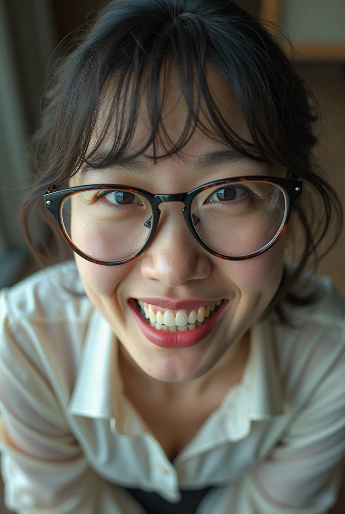 (highest quality, 8k, 32k, masterpiece, Hmm.: 1.2), Japanese women,38 years old、(Standard body type)、(She is wearing a black rubber bunny ear headband.。.:1.5)、 (D cup breasts)、 (Drooling:1.8), (Stand and spread your arms horizontally:1.5), (Shiny, The silver latex suit is wet), short hair,( Open your eyes to watch the viewer:1.3), Latex gloves, Red lipstick, room、(Drunk:1.3)、(I was happy:1.8)、(Laughing with your mouth open:1.8)、(laughing out loud:1.5)、(I am overjoyed:1.8)Futanari、A large, long rod grows upward from the pubic bone.