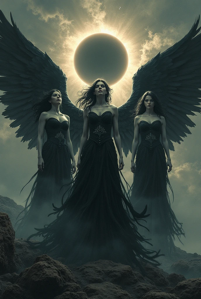 01_((Create a masterpiece, Best quality:1.2), (one young girl), (loli, masterpiece, angel, angel wings, simple halo:1.23), (Cleavage completely exposed), (full growth), (sexy, topless), (black transparent dress))_((delicate scarlet lips), (straight black hair - long, blue, cascading))). ((Clash of the Titans. Gods and demons in mortal combat), (Fight scene), (Demonic images: (skulls, octopus tentacles, horns, glowing eyes, sexy body, protruding bones on a sinewy torso, belts, metal decorative elements, amulets, esoteric symbolism))_ ((Angels: (beautiful body, (brilliant eyes), (light angle of an angel from behind, very strong body, textured back, anatomically correct proportions))_ ((Very beautifully built male body, fighting a terrible enemy, he is surrounded by demonic women, playing around, flirting, trying to interfere and harm, very beautiful female bodies, demonic images)). between an angel-warrior and demonic creatures) (Lush oil painting with wide strokes, high detail, snow-white skin in the center of the composition, brutal seductive figures of demonic women (Dark monsters). Painting by Bosch, stories by Dante Alighieri, The Divine Hell-Heaven, The Vampire Chronicles by Brian Lumley)).03_ High image quality, 4K | Ultra HD | Full HD, cinematic rendering, 3D visualization - a masterpiece, TOP computer graphics ART. Unreal 8K engine, motion capture, dark lighting, strong shading, warm shadows - cool lighting, high detail. (vivid, photorealistic, dramatic, dark, sharp focus, 8K). Highly detailed textures, materials, stone, metal, decomposition of corpses, bones, skulls. (shades of gray, red, black, elements, metallic shine, red fire). (Destroyed architecture floating in space - debris, stones, ruins, magical pentagrams, amulets, ornaments. Film grains, dust and particles in the air)).