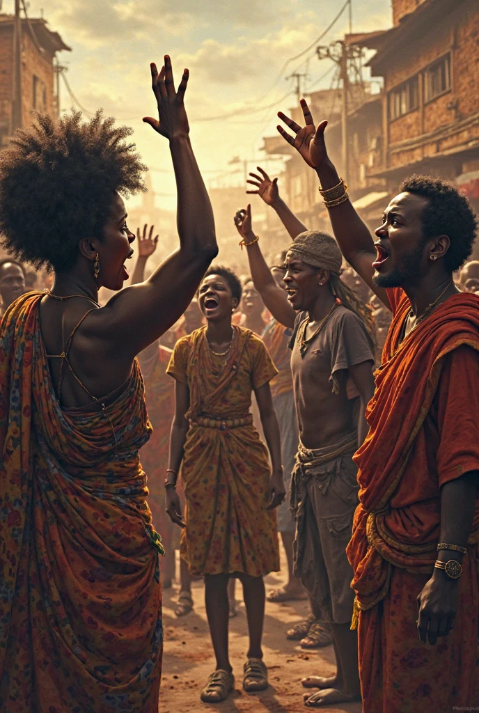 A man and a young man dressed in traditional attires dancing in a Nigerian party