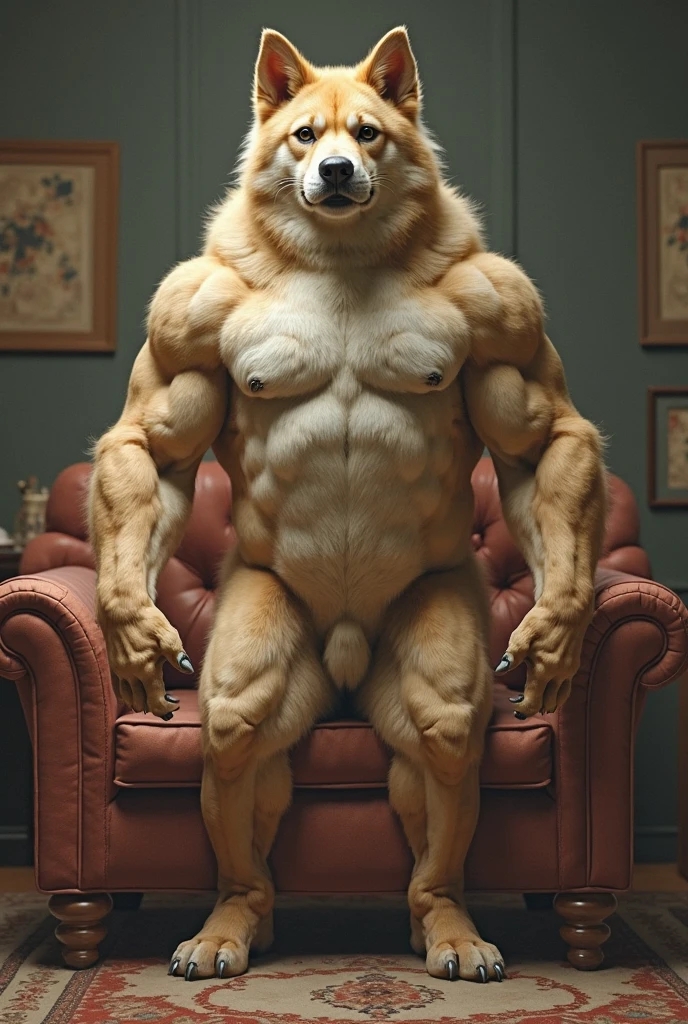 create a completely naked anthropomorphic male cheetah in 2d with throbbing penis leaking precum, sentado na arreia tomando sorvete