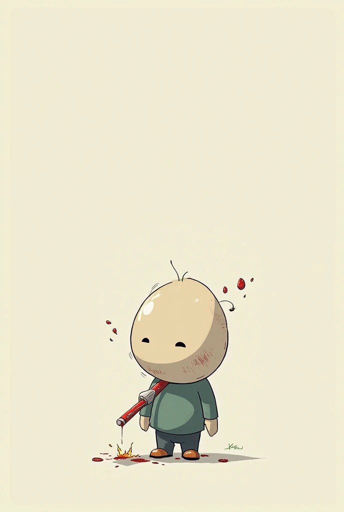 A boy Maskottchen lying with an arrow stuck in his throat