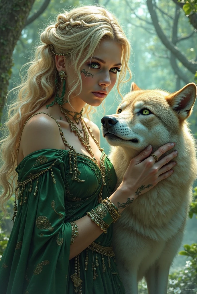 Prince with golden hair and blue-green eyes