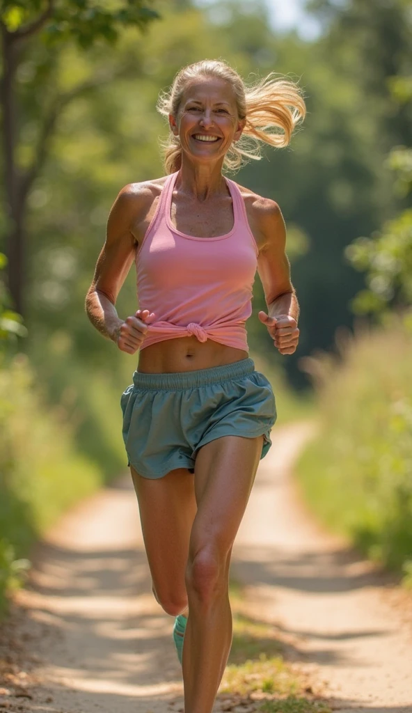 photographier, Photo de belle femme sexy, jeune de 22 ans, blond, type swedish, seulement, portant une chemise et un short, joyeux, heureux, sexy, regarder le spectateur, Texture de la peau, grain photo, Photo brute, sport, ballon, herbe, en cours d&#39;performing