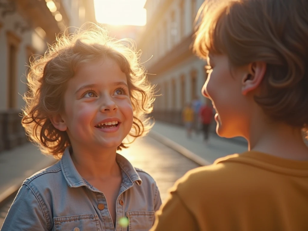 2024 Paris City, children playing in the streets, detailed portrait, beautiful detailed eyes, beautiful detailed lips, extremely detailed face, long eyelashes, vintage, antique, sepia-toned, warm lighting, nostalgic, cinematic, film grain, intricate details, atmospheric, high quality, photorealistic, 8k, masterpiece