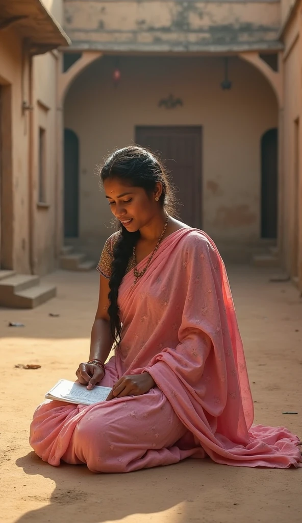 Indian A beggar is cooking food yet she is reading a book.