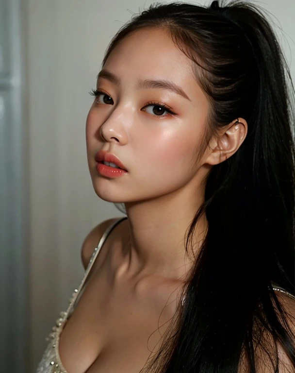 ((Surreal、Super detailed image, maybe a photo.,Captures the details of the skin texture of an incredibly beautiful woman.))Wearing a Lucid Dream dress,long black hair。Close portrait, moaming with big pleasure. orgasm face. face