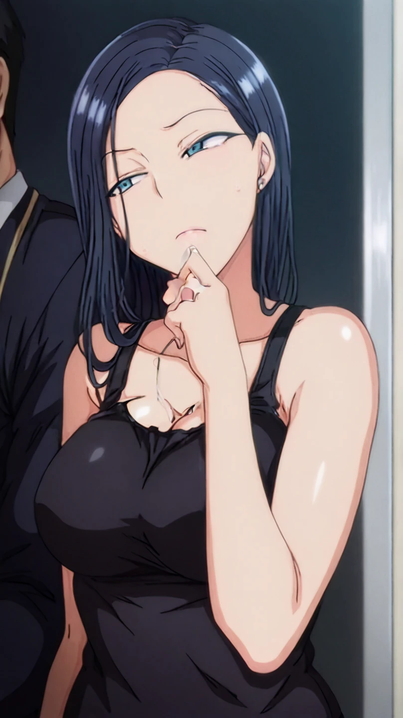 ((from below view)), (ultra detailed body, ultra detailed face), ((solo)), anime style, hires, ((pro wrestling arena, pro wrestling match)), (hinata\(boruto\), (female wrestler), (slender body, broad shoulders), mature woman, milf, (black bikini, ultra detailed pro wrestling gear), victorious, gorgeous, winner, (moaning , open mouth), (pale skin, shiny skin, lighting and shadow), (dark blue hair color:1.1), wavy hair, ((short hair, hime cut, floating hair), big breasts, ((leaning against ground, lying, sleeping on ground)), (long belly), (closed fists, head tilt), seductive