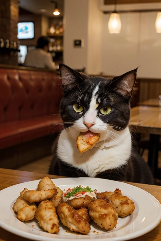 The fat cat that came to the restaurant