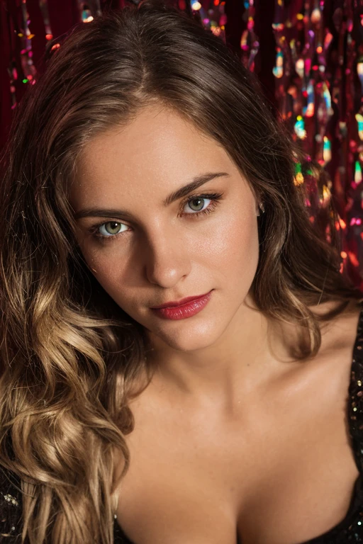 lndswgnr_v1.0, (Sharp focus: 1.5), (sharp focus:1.2), photo, attractive young woman, (beautiful face:1.1), detailed eyes, luscious lips, (natural makeup:0.85), (medium breasts:1.0), (petite body:1.2), wearing (sequin dress:1.2) in a (nightclub:1.2). (moody lighting:1.2), depth of field, bokeh, 4K, HDR. by (James C. Christensen:1.2|Jeremy Lipking:1.1).
